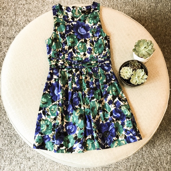 Green and blue Floral print dress - Picture 1 of 4